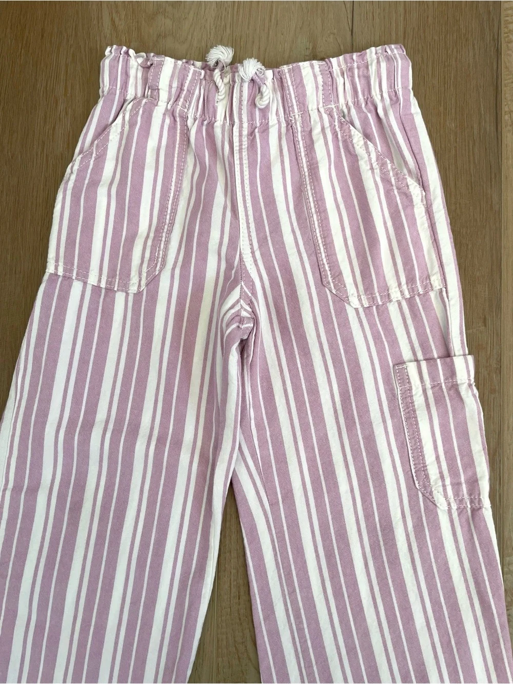 OshKosh Bgosh Girls Pants Lot Size 6 6X Pink and Striped Pull On Drawstring 2PC